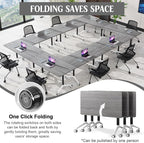 Conference Table,55.1''Folding Conference Room Table for 4-12 People,Mobile Flip Top MeetingTraining Table with Different Coulor and Styles for Offices, Classrooms,Meeting Room (6, 47.2''F)