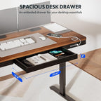 FLEXISPOT Comhar 55" Electric Standing Desk with Drawers, Quick Assembly Home Office Sit Stand Desk with Storage & USB Charging, Computer Workstation for Home Office (55" Wood, Dark Walnut/Black)