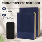 TSFPapier Lined Journal Notebook for Work College Ruled Note Book 5.79"x8.27" A5 PU Leather Daily Journaling 216 Pages for Women Men Writing Home School Supplies Business (Dark Blue)