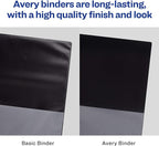 Avery Economy View 3 Ring Binders, 2" Round Rings, 4 Black Binders (19205)