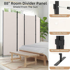 Kecreque Room Divider 4 Panel Partition Room Dividers & Folding Privacy Screens w/ 3 Metal Feet,88" W Portable Wall Doubles as a Dressing Screen Wall Divider for Office Bedroom Children's Room,White