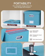 Oterri File Organizer with Lid, File Box, File Cabinet for Letter File Folder Storage, Hanging File Organizer for Office/Decor/Home,Document Organizer, 1 Pack,Calamine Blue+Cobalt Green-Box Only