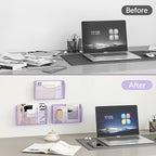 EasyPAG 3 Single Pocket Wall File Organizer, Mesh Hanging File Folder Organizer for Letter/A4 Size Folders, Wall Mounted Vertical Mail Holder for Paperwork, Office, Home, School, Purple