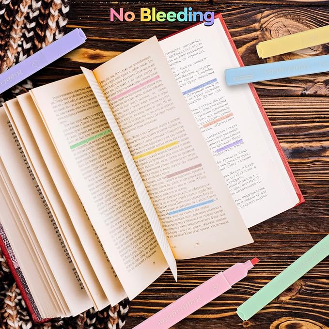 8 Colors Aesthetic Highlighters, 4mm Line Width, Assorted Colors With Soft Chisel Tip, No Bleed Bible, Great for School, Nice to Eyes, Pastel