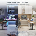 FLEXISPOT L Shaped Standing Desk, 71 x 63 Inch Electric Height Adjustable Corner Desk, Sit Stand Computer Workstation, Preset Controller, Home Office, Black Frame with Rustic Brown Top