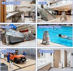 Kerty 4 Pack Stainless Steel Wet Floor Sign, 24 Inch Caution Wet Floor Sign Portable Foldable Bilingual Safety Warning for Hotel Market Restroom Restaurant Office (Silver)