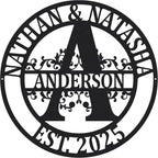 Custom Metal Signs | Personalized Monogram Name Sign | Outdoor Wall Art for Family Name | Custom Name Metal Sign, Last Name, Anniversary, Wedding Gifts for Women, Wife, Parents, couple (Design 12)