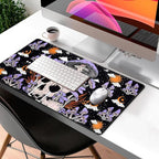 Black Mouse Pad Mushroom Desk Pad Skull Skeleton Purple Pc Laptop Office Keyboard Mouse Pads, Large Gaming Setup Office Extra Large Deskmat Laptop Mousepad 31.5x15.8 in-with Stitched Eges