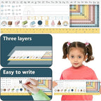 30 Pcs Student Desk Name Tags for Classroom- Waterproof Boho Desk Reference Nameplates- Traditional Manuscript Name Plates with Cursive Alphabet Multiplication Chart Fractions for 3rd to 5th Grade