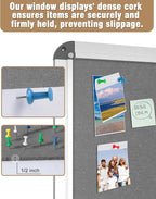 Mifuro 28"x26" Enclosed Bulletin Board, Lockable Weather-Resistant Aluminum Cork Noticeboard for School & Office, Silver Frame w/Grey Flet