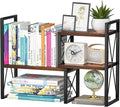 Yelinkws Desktop Shelf Organizer,Small Bookshelf for Office,Wood Desk Top Shelves, Office Organization and Storage (Brown)