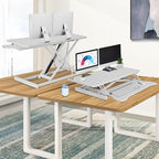 37 Inch Standing Desk Converter - Manual Pneumatic Spring, Two Monitor Stable Standing Desk Converter, 5.9" to 18.8" Height Adjustable Laptop Workstation with Keyboard Tray for Home, Company(White)