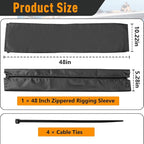 48 Inch Zippered Rigging Sleeve | Heavy Duty 600D Waterproof Marine Cable Organizer for Trolling Motor, Control Cables, Fuel Lines & Wires | Black with Cable Tie