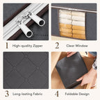 Lifewit 8 Pack Clothes Storage Bag, Foldable Storage Bin Closet Organizer with Reinforced Handle, Sturdy Fabric Blanket Storage with Clear Window, Storage Containers for Clothing, Bedding, Gray