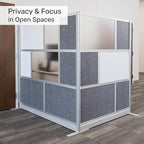 Workflow Modular Wall | Room Divider with Whiteboard, Sound Dampening, & Frosted Acrylic Panels | Expandable Office Partition for Privacy & Stability (53" x 48")