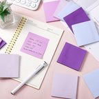 Thenshop 12 Pads Purple Sticky Notes 3''x3'', Self Stick Notes Pads Purple Office Supplies, Vintage Aesthetic School Accessories 50 Sheets/pad