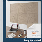 BUBOS Large Acoustic Panels, 6-Pack Soundproof Wall Panels Thickened 23.6 x 23.6 Inches, Self-adhesive Sound Absorbing Panels Decorative for Recording Studio Office Home Theater, Camel