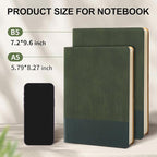 TSFPapier Lined Journal Notebook for Work College Ruled Note Book 5.79"x8.27" A5 PU Leather Daily Journaling 216 Pages for Women Men Writing Home School Supplies Business (Darkgreen/Darkpink)