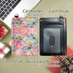 BWEGRHE Small Travel Wallets, Pink Dragonfly Slim Minimalist Front Pocket Wallet with Wristlet, RFID Blocking PU Leather Credit Card Holder with ID Window Change Purse for Men Women