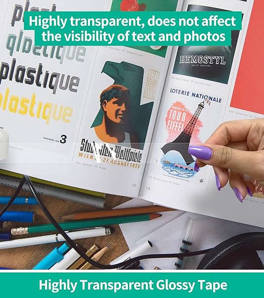 24 Rolls Transparent Tape Refills, Clear Tape Dispenser Refill Rolls, Glossy Gift Wrap Tapes for Office, School, Home, 3/4 x 800 Inches