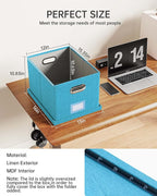 Oterri File Organizer with Lid, File Box, File Cabinet for Letter File Folder Storage, Hanging File Organizer for Office/Decor/Home,Document Organizer, 1 Pack,Calamine Blue+Cobalt Green-Box Only