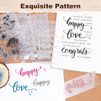 UCEC 4 Sheets Words Clear Stamps in Classic for Card Making Silicone Stamp with Scripture Greeting Words Pattern for Valentines Holiday Birthday Card and Scrapbooking Journal, Christmas Stamps