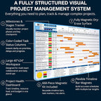 PMXBOARD Gantt Chart Project Whiteboard Kit | 668 Magnetic Pieces and Easel | Visual Timeline, Risks & Critical Path Planning | Ultimate Project Management Board for Teams