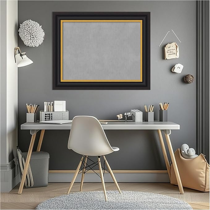 Amanti Art Black Framed Magnetic Board 24x30 Medium Vision Board for use with Magnets, 100% Metal Sheet to Display Items as Office Decor or for Home Organization in mudroom, Kitchen or Kids Room