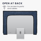 kwmobile Dust Cover for 31-32" Monitor - Linen Monitor Display Protector - Protect Your Computer Screen - Blue Grey