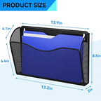 GDINDINFAN 6 Single Pocket Wall File Holder, Mesh Hanging File Folder Paper Organizer, Vertical Wall Mounted Mail Basket, Storage Organization Magazine Rack for Office, Home and School, Black