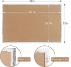 Cork Bulletin Board, 48 X 32 Inches White Framed Message Vision Board, Large Wall Mounted Notice Memo Pin Board with 28 Push Pins