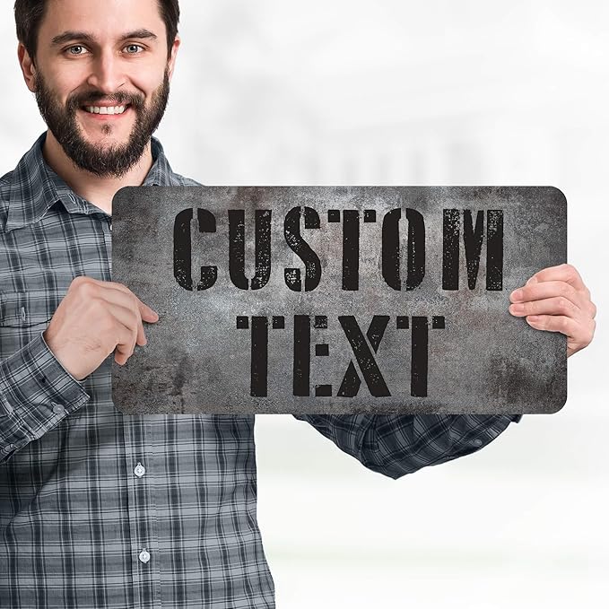 Custom Sign, Custom Street Sign, 11 Font Colors, 13 Font Styles, 4 Hole Options, 22 Sizes, 9x18 Inches, Rust Free DiBound, Fade Resistant, Made in USA by My Sign Center (Grunge Metal)