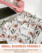 Poly Mailers 14.5 x 19 Inch- 100 pack Biodegradable Shipping Bags for Clothes and Large Items - Impack Self-Seal Waterproof Thick Mailing Envelope for Accessories & Clothing - Camelia Bloom