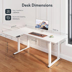 SANODESK 4-Leg L Shaped Standing Desk, Electric Height Adjustable Desk with Memory Presets for Home Office, Stand up Desk Computer Workstation, 78x43 Inches White