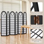 Asnefeli 6 Panel Japanese Room Divider, Shoji Style Partition Divider, Fully Assembled Wooden Privacy Screen for Home Office Bedroom Apartment Decoration, Black