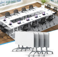 JEHUJD Conference Table,55.1''Folding Conference Room Table for 4-12 People,Mobile Flip Top MeetingTraining Table with Different Coulor and Styles for Offices, Classrooms,Meeting Room (4, A)