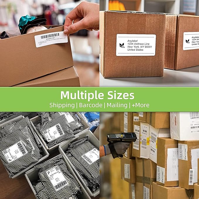 2.25" x 1.25" Direct Thermal Labels - White for Barcode Printing, Compatible With Zebra, Rollo, Munbyn Printers (12 Rolls, 1000 Labels/Roll)