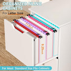 Nordun Extra Capacity Plastic Hanging File Folder Letter Size,12 Pack Reinforced Hang Folders with Heavy Duty 2 Inch Expansion, Durable Hanging Organizer Designed for Bulky Files, Assorted Colors