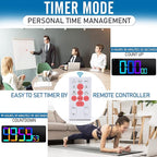 KMMKGG Large 13.7" LED Digital Timer（5''Nunmber）, 11 Color Changing, Count Up/Down Timer with Remote Control, Adjustable Brightness Wall Clock for Home, Office, Gym, Elderly, Auto DST