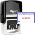 MaxMark Office Self Inking Date Stamp with Phrase Overdue - 2 Color Blue/Red Ink