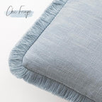 Foindtower Set of 2 Decorative Linen Fringe Throw Pillow Covers Boho Farmhouse Cushion Cover with Tassels Soft Accent Pillowcase for Couch Chair Sofa Bed Living Room Home Decor,24×24 Inch,Sky Blue