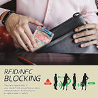 BWEGRHE Small Travel Wallets, Pink Dragonfly Slim Minimalist Front Pocket Wallet with Wristlet, RFID Blocking PU Leather Credit Card Holder with ID Window Change Purse for Men Women