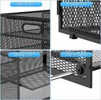 Lavatino 14 Compartments Paper Organizer for Desk, Mesh Literature Organizer, Mail File Sorter Tray with Handle, Desktop Mailbox for Office Classroom Home, Black