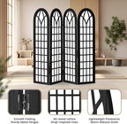 ALeesing Folding Room Divider Privacy Screen Freestanding 4-Panel Shoji Style Wooden Frame Decorative Partition Wall for Bedroom Office Apartment Black