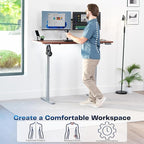 VIVO Electric 60 x 24 in Standing Desk, Memory Height Adjustment, 1B Series, Holds 220 lbs, One-Piece Dark Walnut Top, Gray Frame, DESK-KIT-1G6D
