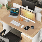 Leather Desk pad Protector, Large Desk mat with Natural Cork & PU Leather,Mouse pad,Non-Slip Office Desk Mat,Waterproof Desk Writing Pad for Office and Home (47in*23in,Dark Apricot)