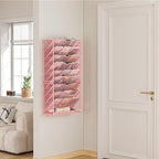 Lavatino 10-Tier Hanging Wall File Folders Organizer - Pink Metal Mesh Paper Magazine Document Mail Holder File Organizer for Office School Home Wall Mount or Desk Supplies Organization