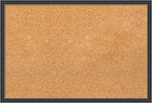 Amanti Art Natural Cork Board for Wall, 17x25 Vision Board with Black Wood Frame, Medium Corkboard Office Decor for Home Organization, Traditional Corkboard Pinboard to display items for home