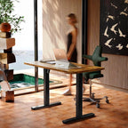 HUANUO 48" x 24" Electric Standing Desk Adjustable Height, 4 Memory Height Settings, Headphone Hook, Cable Manager, Sit Stand Up Desk for Home Office & Computer Workstation, Vintage Brown