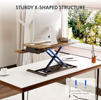 FLEXISPOT 35" Electric Standing Desk Converter, Height Adjustable Motorized Desk Riser for Computer Monitors & Laptop Workstation, Rustic Color